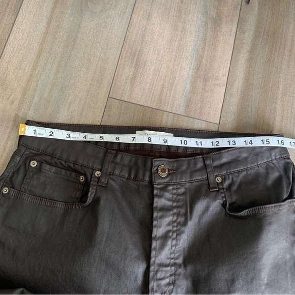 Zara The Dreed Flare chocolate brown coated jean pant high rise 14 - Picture 7 of 7